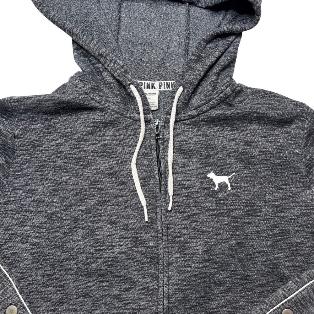 VS PINK Y2K Snap Sleeve Zip Hoodie Gray Medium - Picture 4 of 14